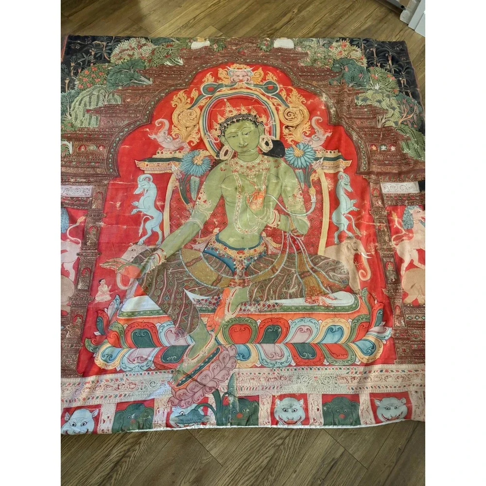 Society6 Green Tara Buddhist Art Full Duvet Cover Red Microfiber Spiritual